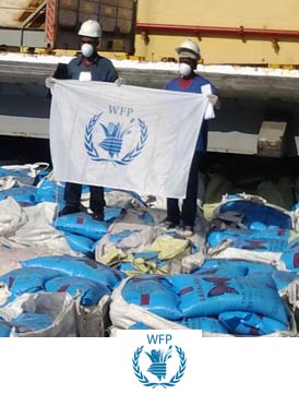 Freetown port labor harbouring WFP's flag